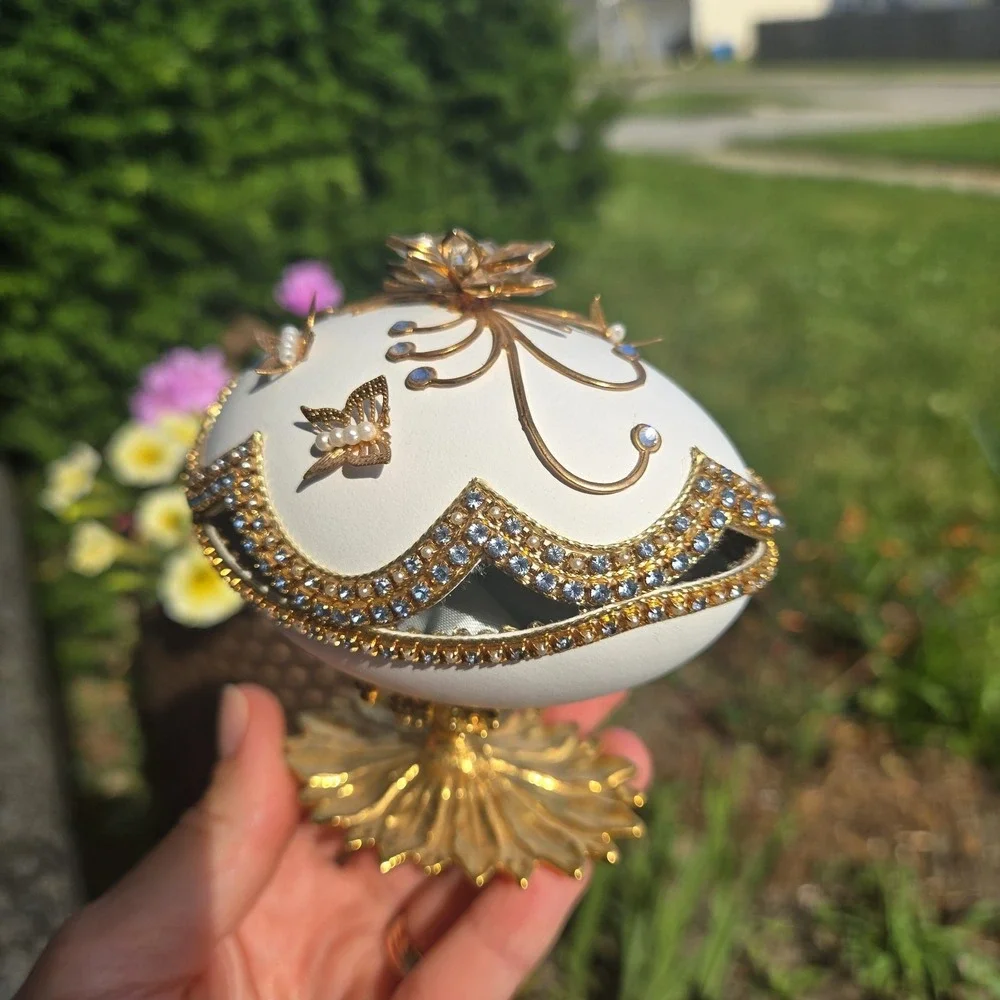 Decorated Egg Trinket Box Satin Line By Eggspressions Easter Decor. Flaw!